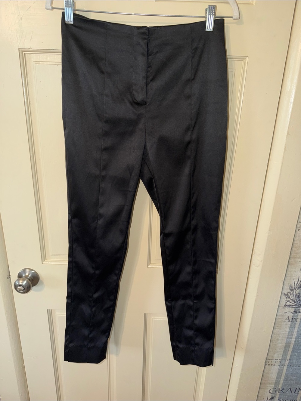 H&M black satin slim/tapered pant